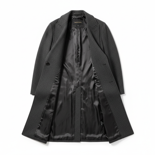 SmithClothes Luxury Wool Overcoat flat lay on white background